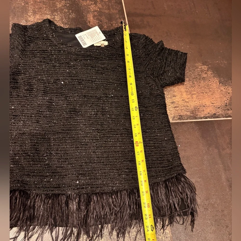 Anthropologie Deletta holiday top with feathers - M - Picture 4 of 6
